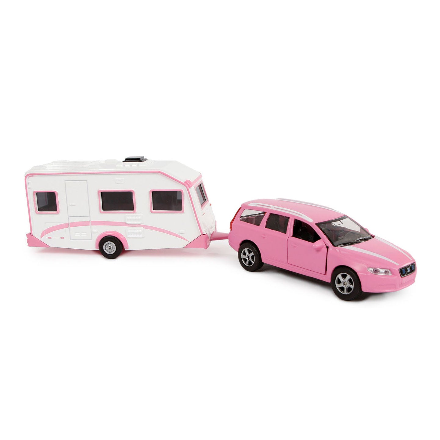 Kids Globe Die Cast Volvo V70 con roulotte - rosa, 30 cm