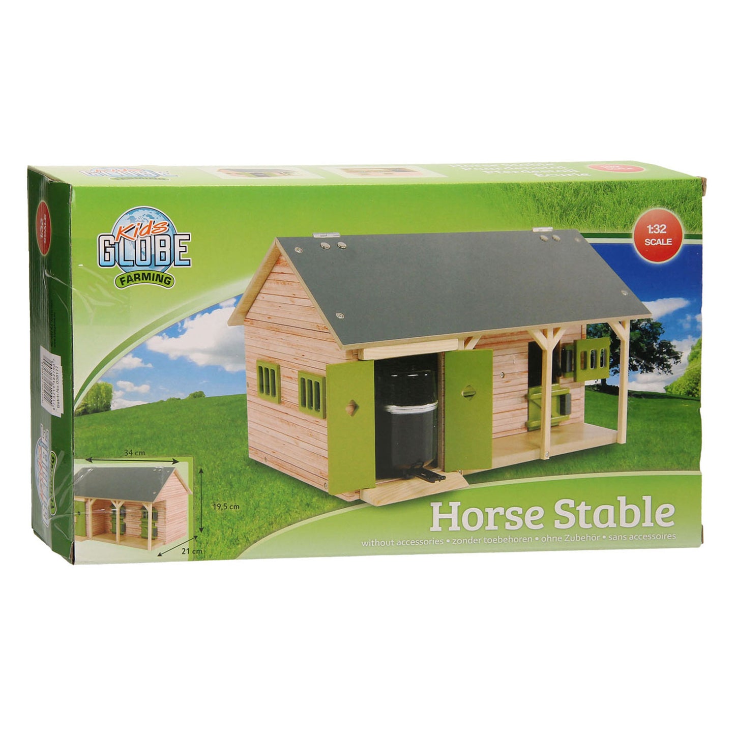 Kids Globe Globe Horse Estable con 2 cajas y almacenamiento 1:32