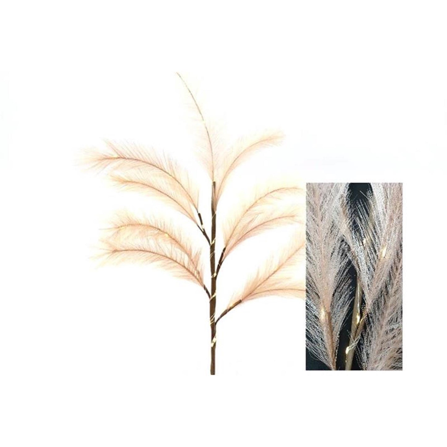 Hbx natural living pluimgras tak met verlichting led 72cm pink
