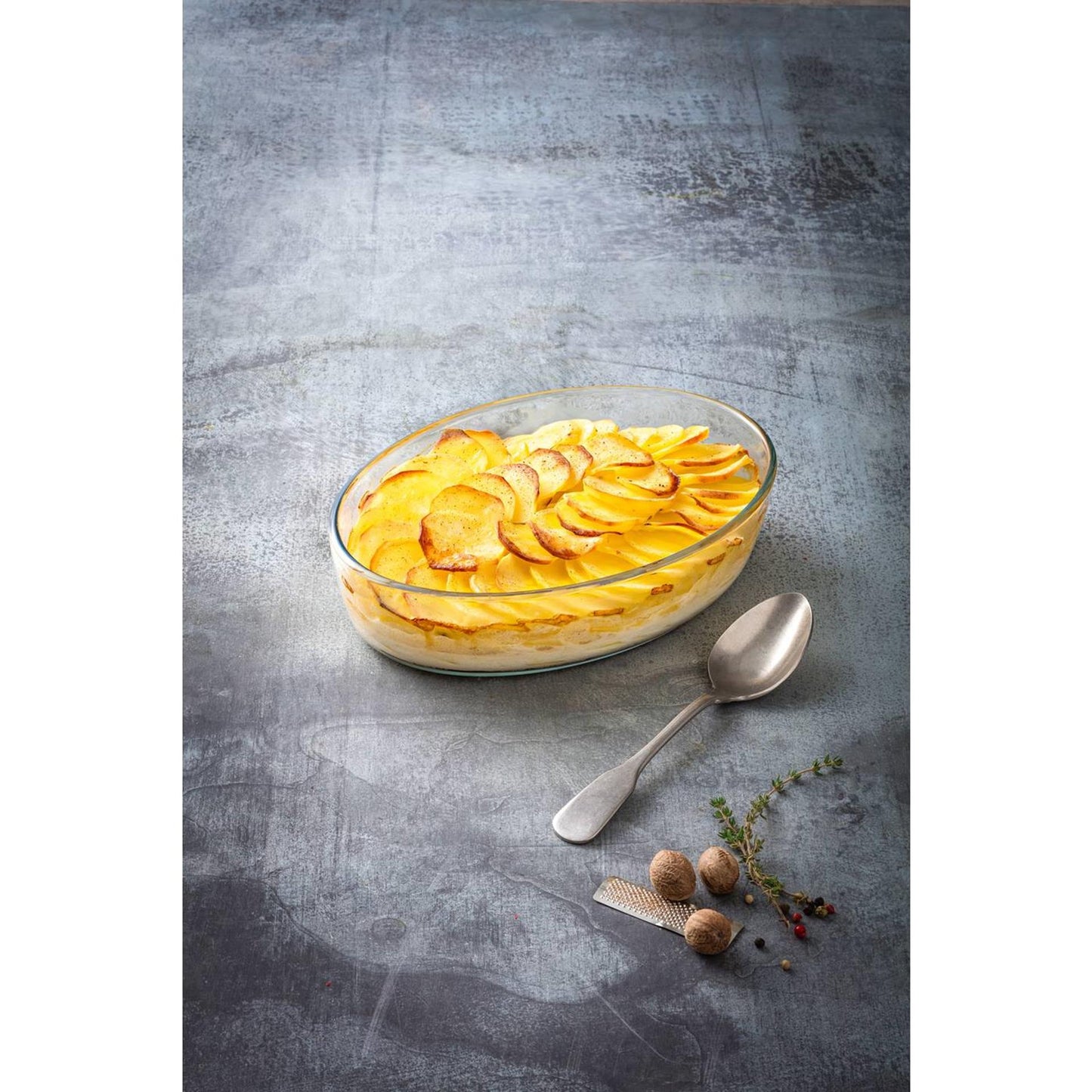 Pirofila ovale in Pyrex 30x21cm. Bicchiere da 2l