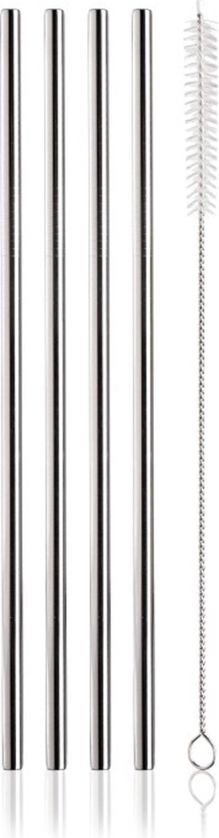 Vacuv vacu fin - cannucce in acciaio inox - set da 4 pezzi - con spazzolino per pulizia