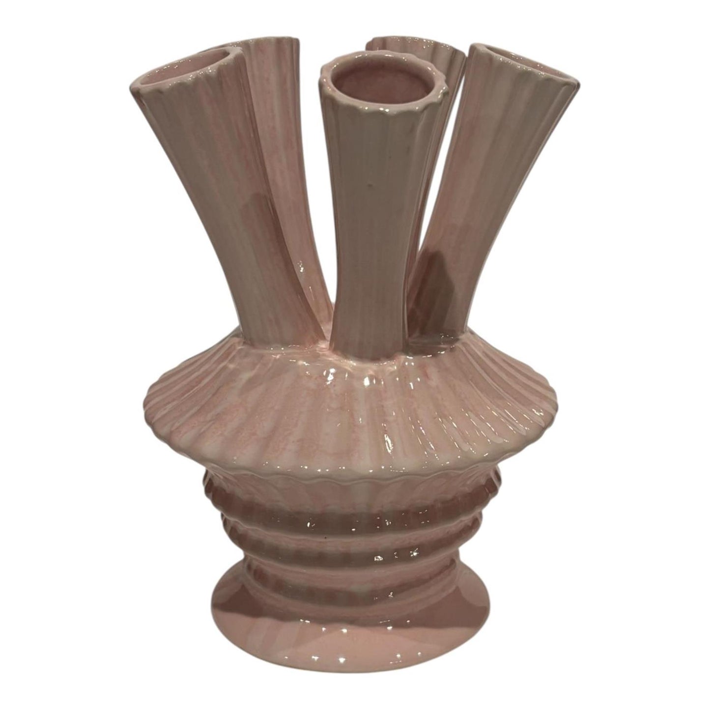 Mansion atmosphere vaas met buizen pastel roze 13,1x13,1x18,7cm