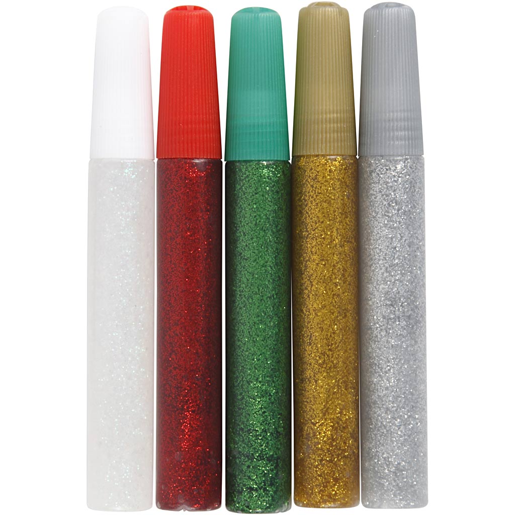 Creativ company pegamento con purpurina, varios colores, 5x10 ml 1 caja