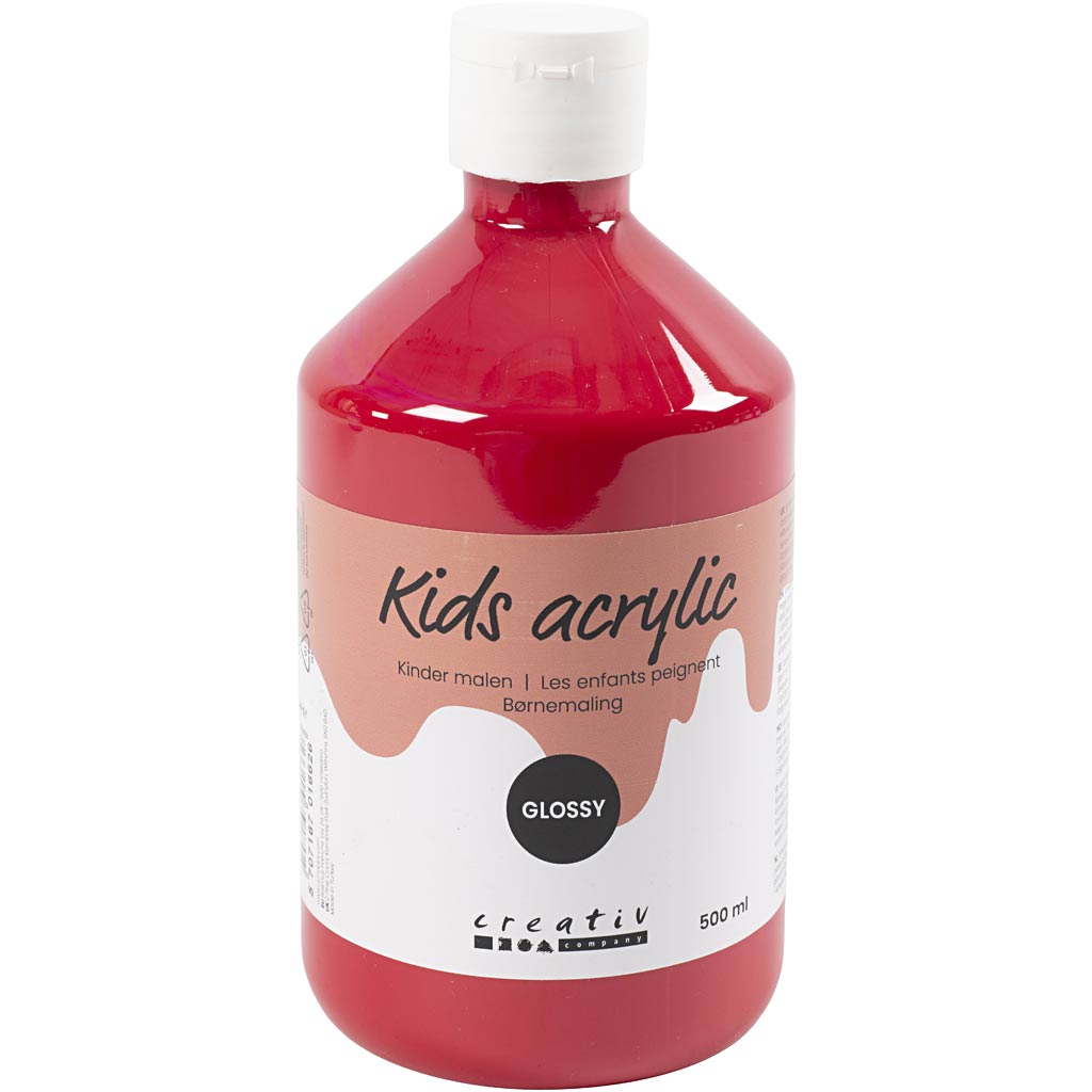 Creativ company pintura acrílica brillante, rojo primario, 500 ml 1 botella