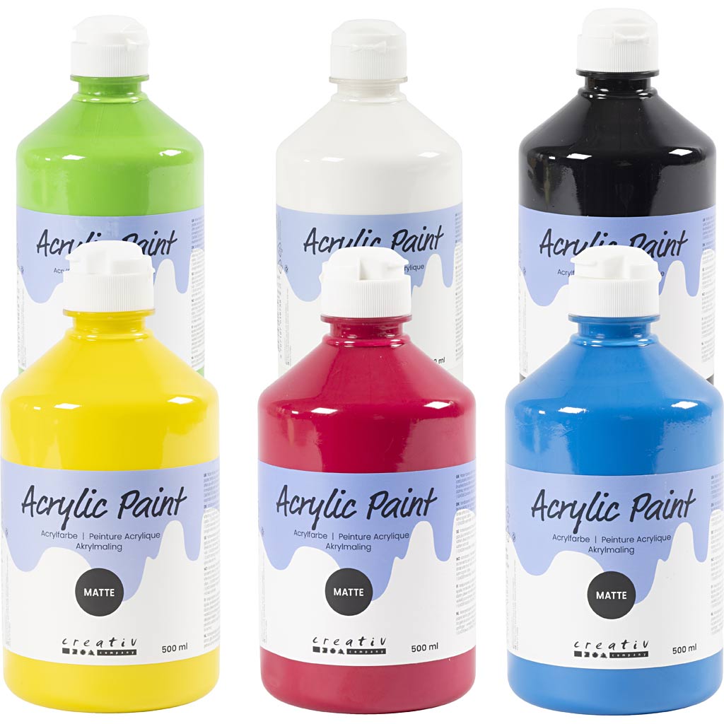 Creativ company pintura acrílica mate colores primarios 6x500 ml 1 caja
