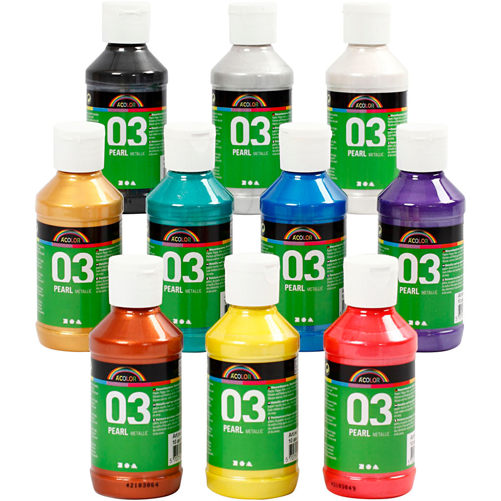 Vernice acrilica A-color metallizzata, metallizzata, vari colori, 10x120 ml 1 scatola