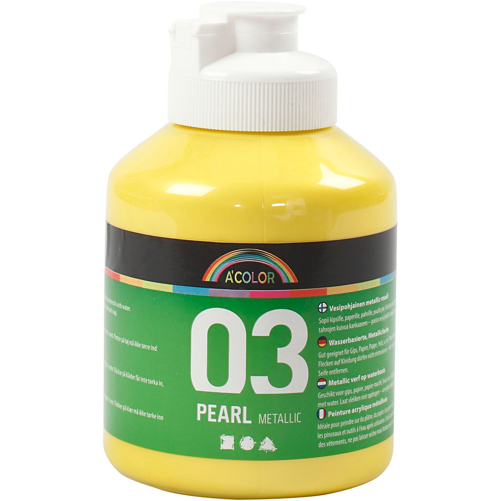 Pintura acrílica A-color metalizada, metalizada, amarilla, 500 ml 1 botella