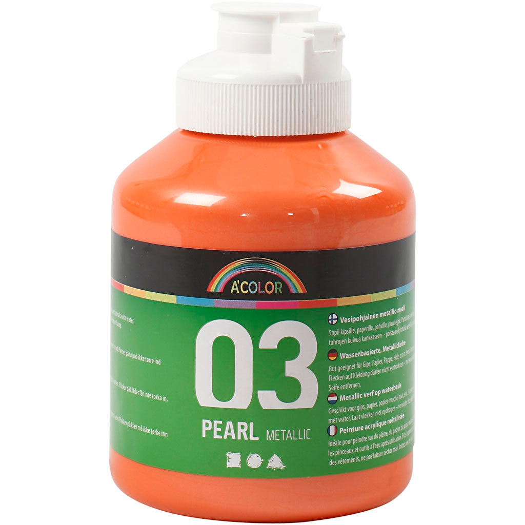 Pintura acrílica A-color metalizada, metalizada, naranja, 500 ml 1 botella