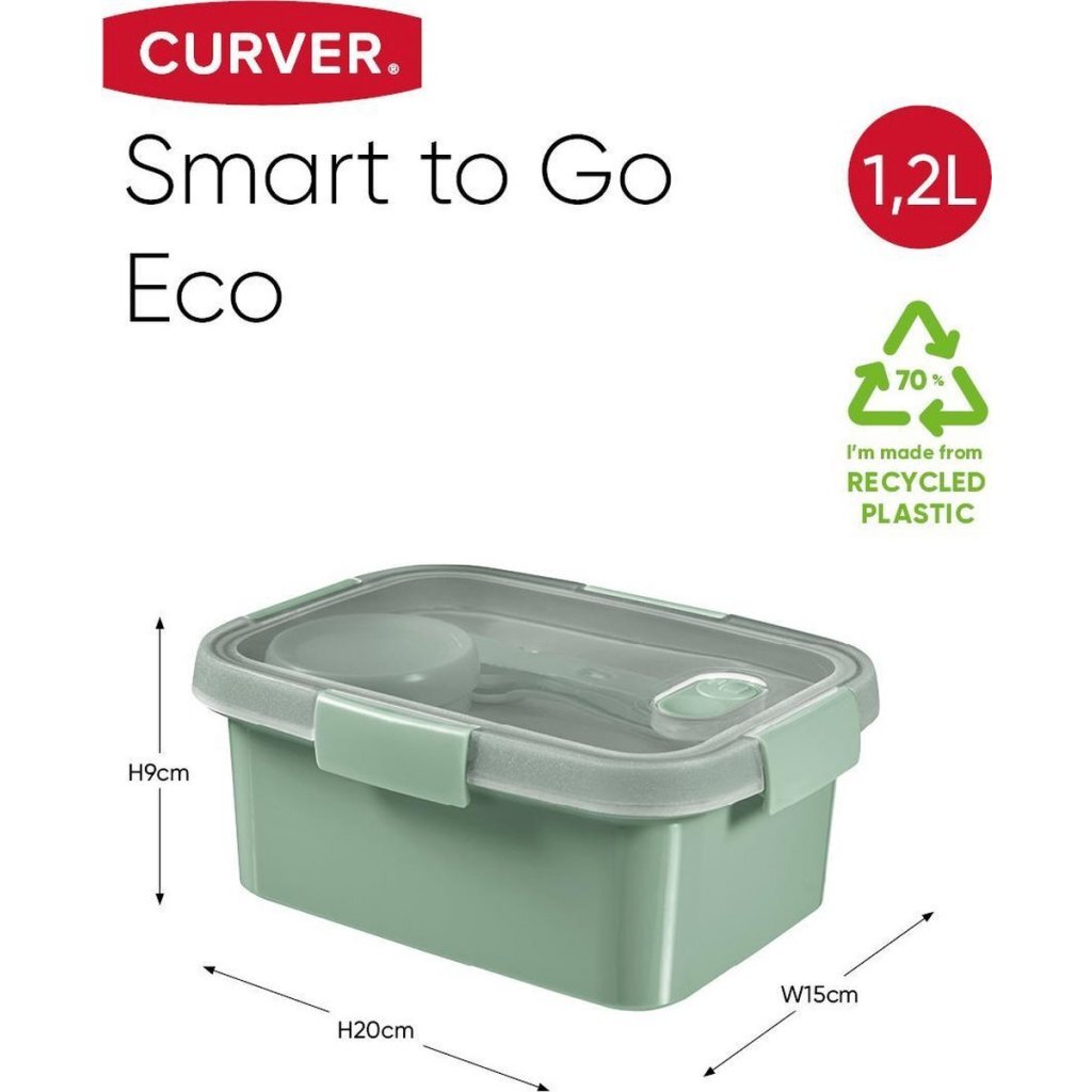 Curver Curver to Go Lunchbox 1.2L + Set de cubiertos + Sauscup