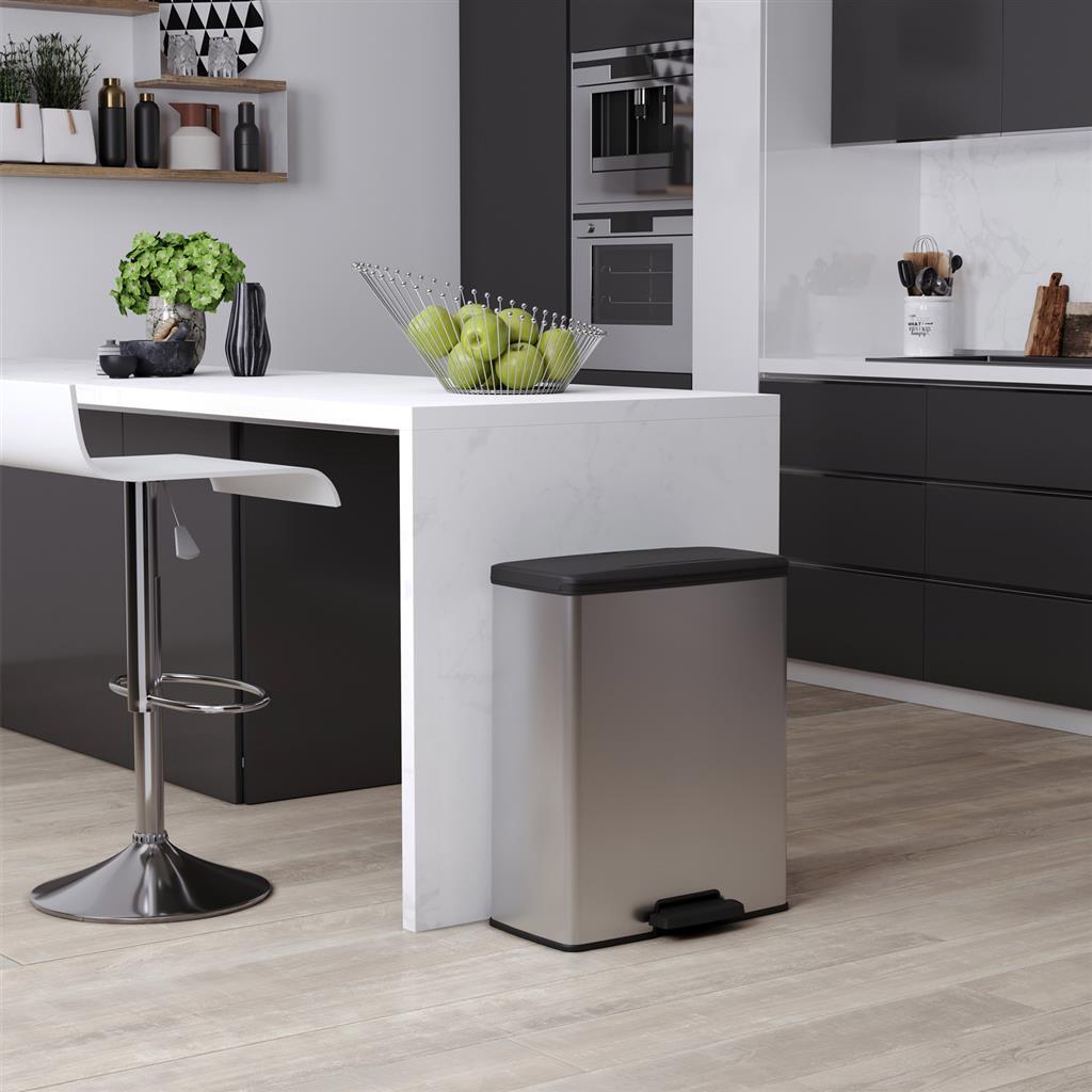 Curver Curver Pedal Bin Deco Rectangular 65 L Color de plata