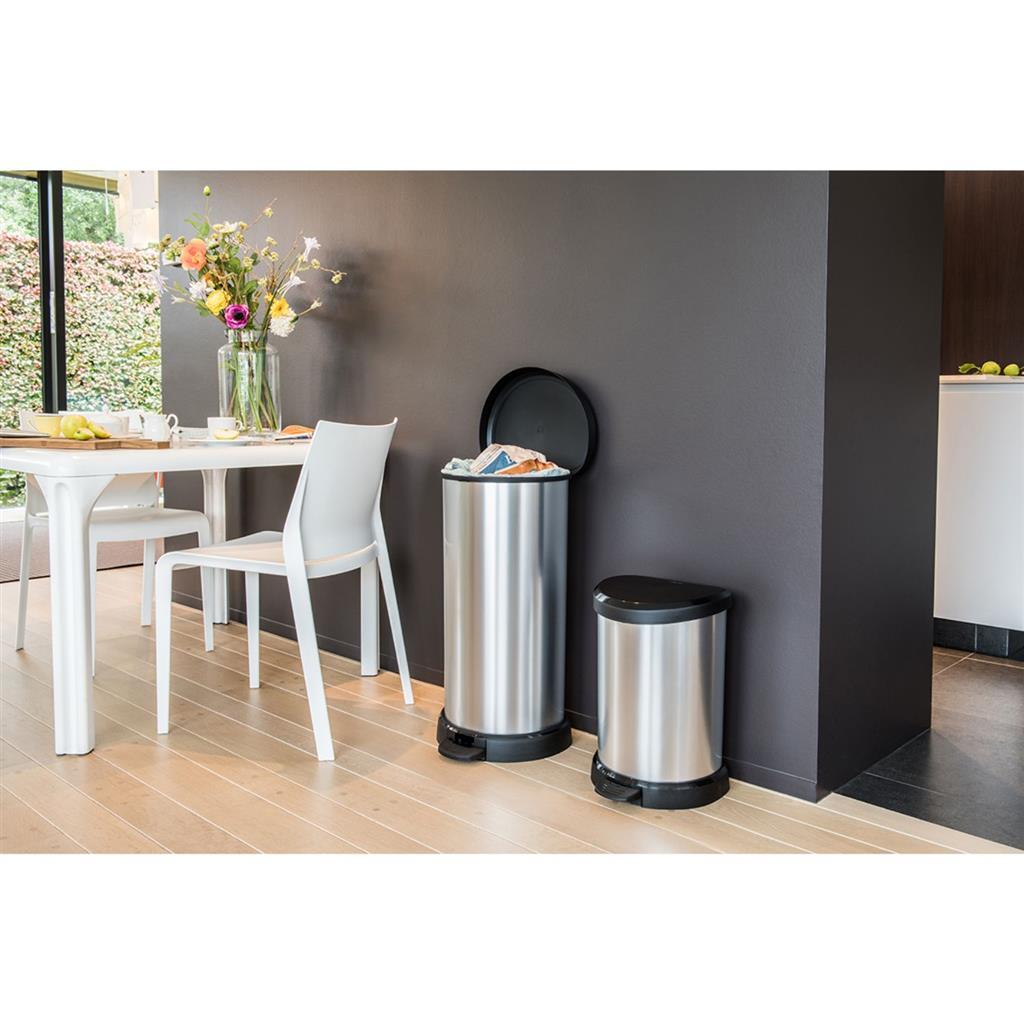 Curver Curver Curver Decobin Pedal Bin Ovaal 40L Silver Nero