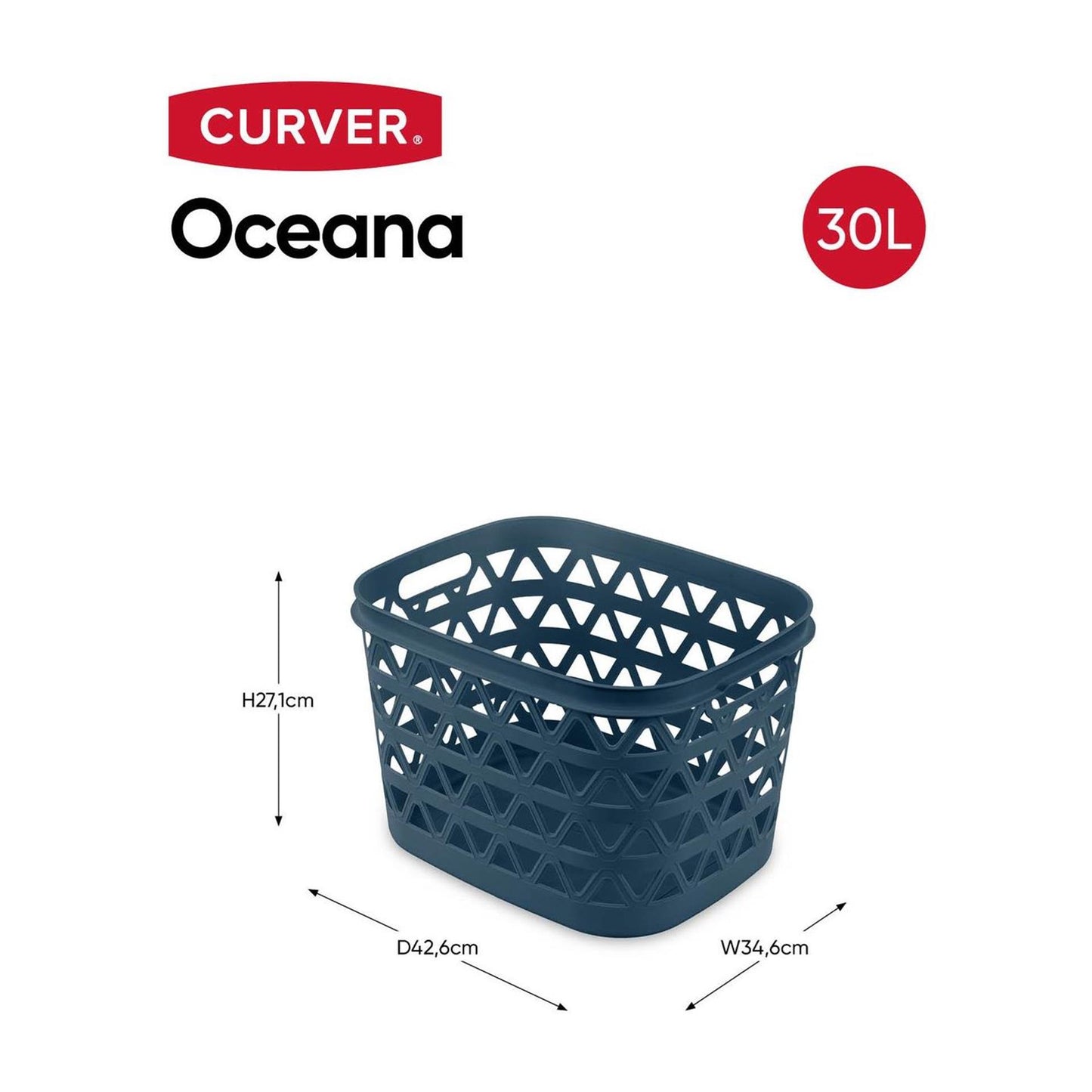 Curver oceana mini-heupwasmand 30l 42x34x27cm