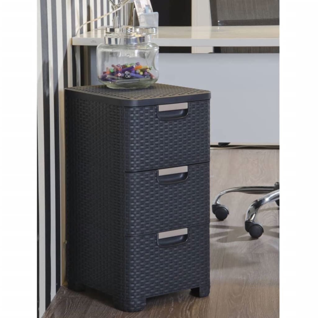 Curver ladekast style 3x14 l antracietkleurig