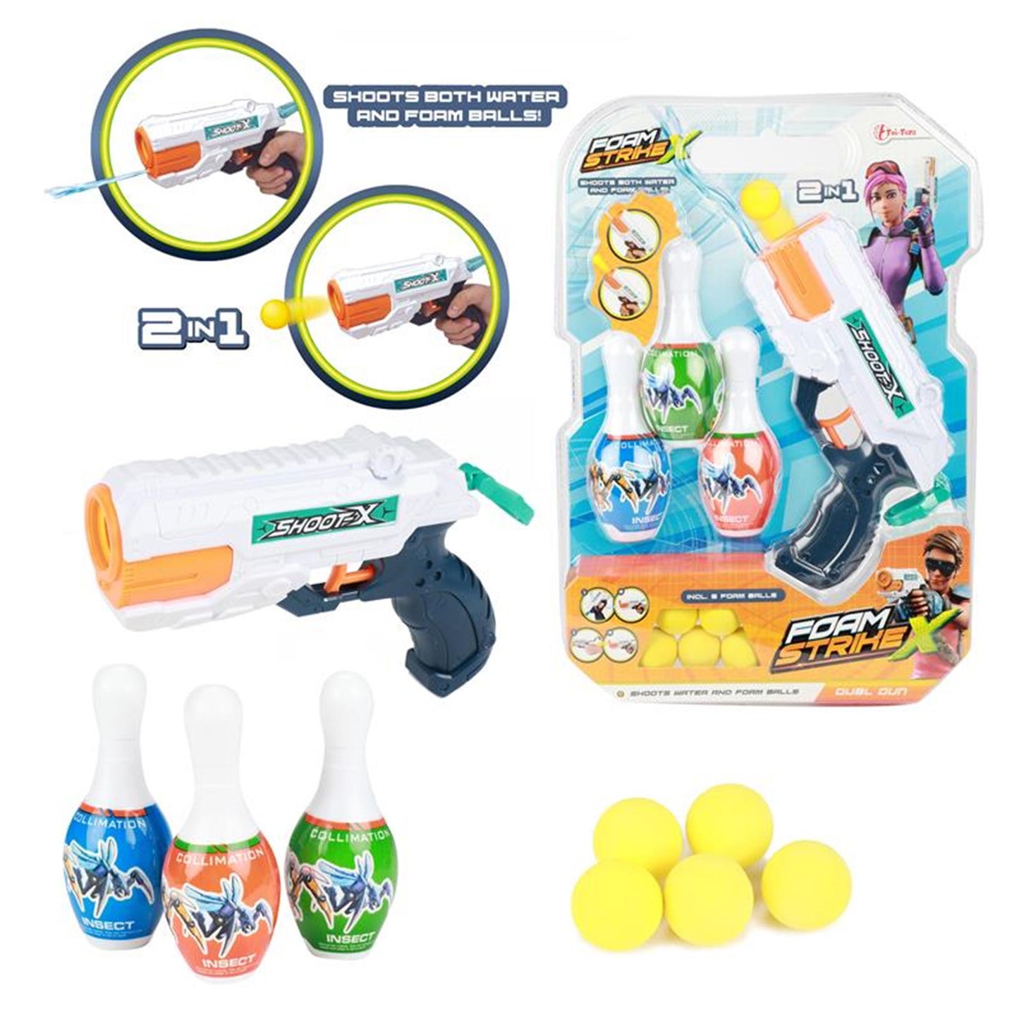 Toi-toys toi giocattoli schiuma strikex set pistola ad acqua