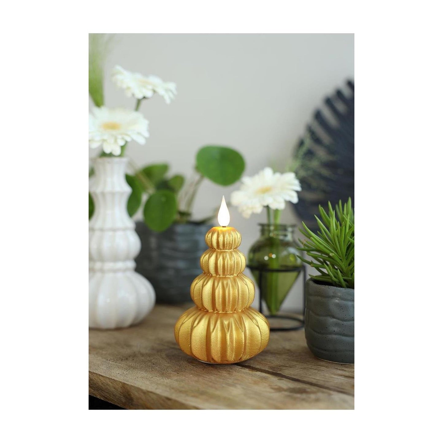 Candela led Ideas 4 stagioni albero di cera oro ø6,9xh12cm