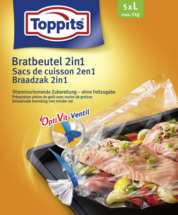 Toppits 1070766 - buste per arrosti 2 in 1 buste per arrosti misura l | 20 pezzi