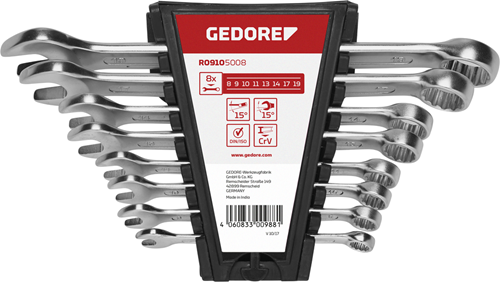 Gedore r09105008 | juego de llaves combinadas | 8 - 19 mm | métrico | 8 piezas - 3300988
