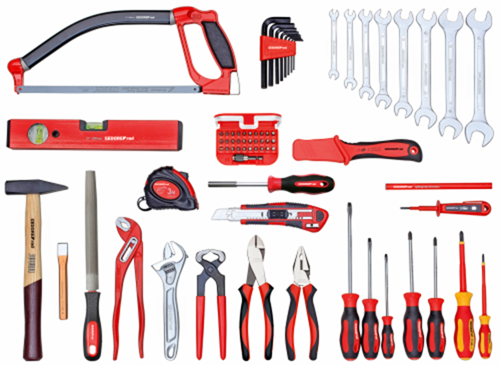Custodia per utensili rossi Gedore con strumenti manuali a 72 pezzi
