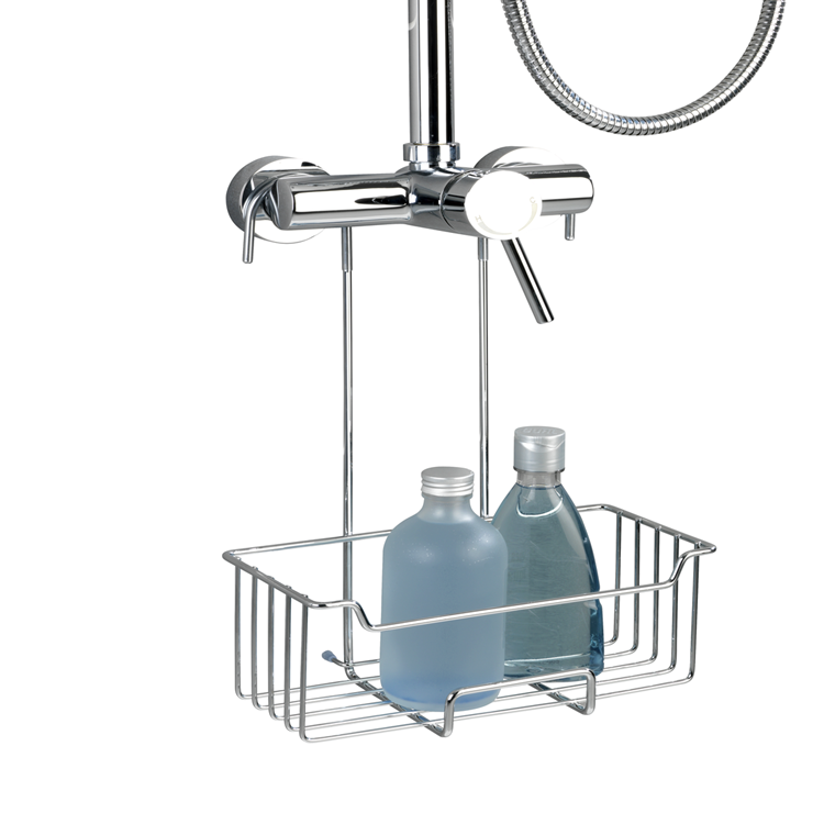 Wenko doucherek milo rvs glanzend 25x36cm - zonder boren - doucherekje hangend - douchemand - douchecaddy ophangbaar