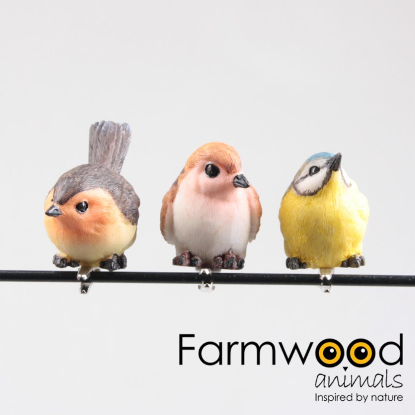 Animales de madera de granja pájaro de madera de granja en clip 5,6x3x4cm