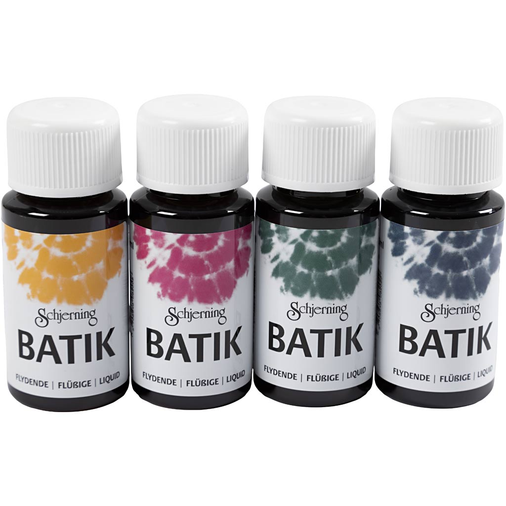 Vernice batik Schjerning, blu navy, verde, rosa, giallo arancio, 4x50 ml 1 scatola