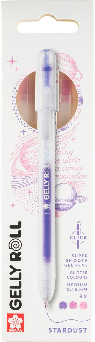 Sakura • set gelly roll stardust retráctil rosa violeta 3uds