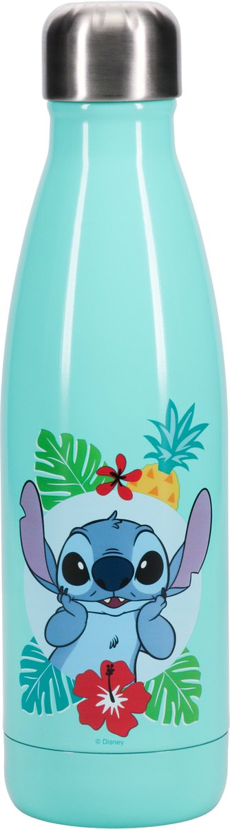 Paladone stitch waterfles - officieel gelicentieerde disney merchandise, lilo stitch lekvrije metalen fles voor warme koude dranken, cadeau voor stitch fans 460ml (15 fl oz) -