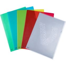 Cartelle a L delux in pp a4 145 micron colorate con presa per pollice antistatica