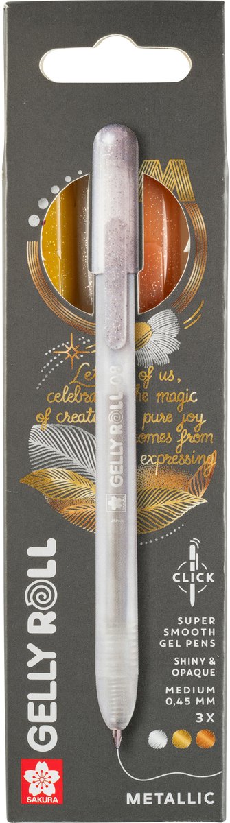 Sakura • set metallico retrattile gelly roll argento oro rame 3 pezzi