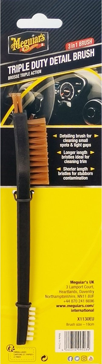 Meguiar's Meguiar's spazzola per dettagli tripla - spazzola per dettagli per interni esterni auto - spazzola per pulizia professionale