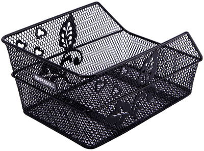 Basil Cento Flower S - Canasta de bicicleta - En la parte posterior - Negro