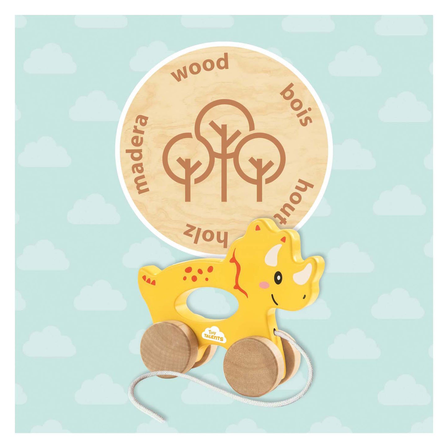 Ses Houten Trekvier 2 in 1 - Triceratops