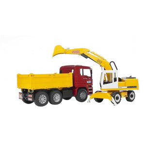 Bruder Man TGA TIPING TRIMPO CON LIEBHERR KRAAN