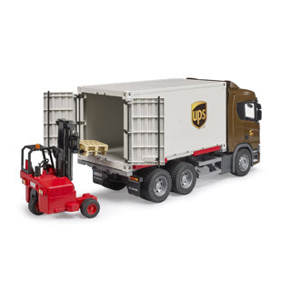 Bruder Scania Super 560R UPS Logistics Truck con Hey