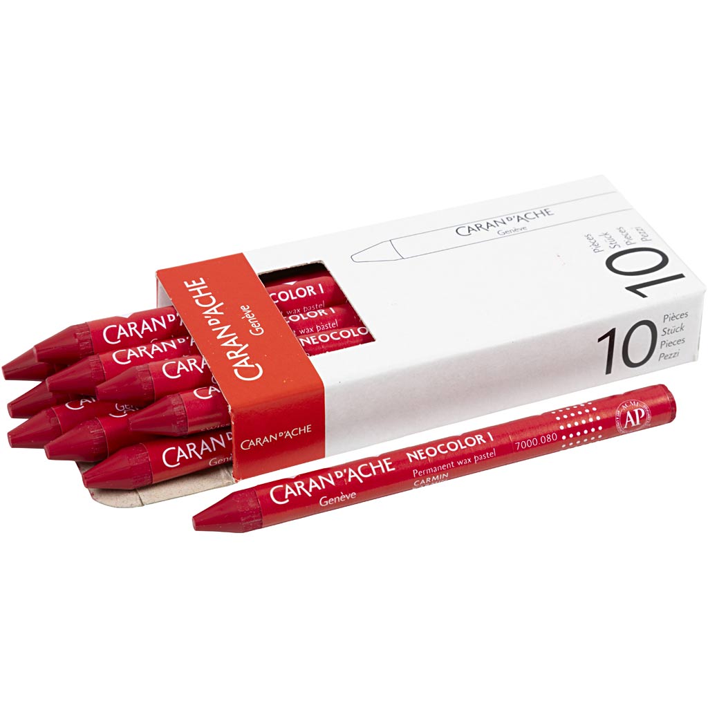 Caran dache caran d'ache neocolor i, largo: 10 cm, grosor 8,5 mm, carmín (080), 10 piezas 1 caja