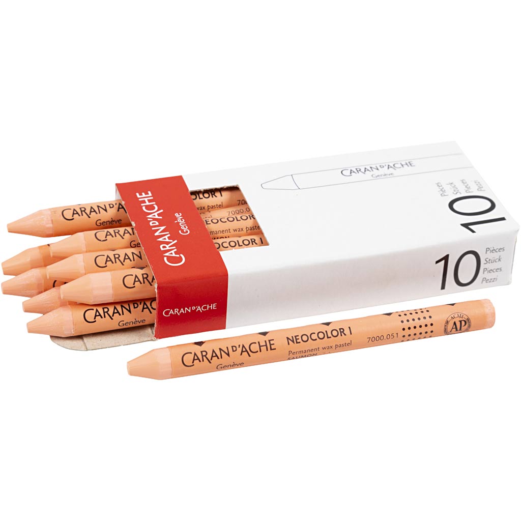 Caran dache caran d'ache neocolor i, l: 10 cm, spess. 8,5 mm, salmone (051), 10 pezzi 1 scatola