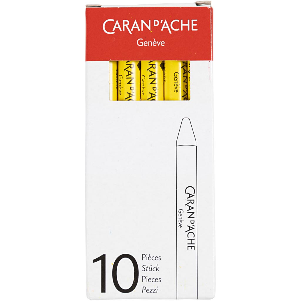 Caran dache caran d'ache neocolor i, l: 10 cm, spess. 8,5 mm, giallo (010), 10 pezzi 1 scatola