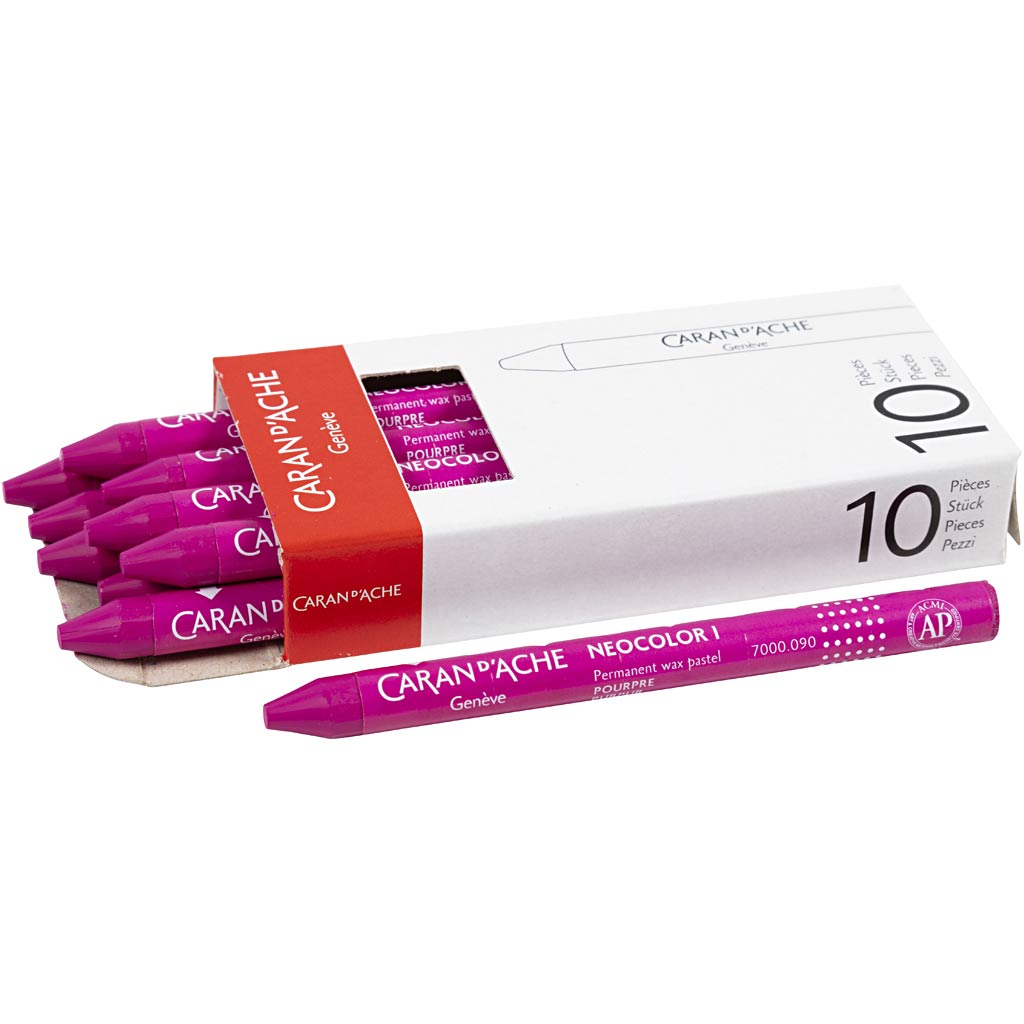 Caran dache caran d'ache neocolor i, l: 10 cm, spess. 8,5 mm, cremisi (090), 10 pezzi 1 scatola