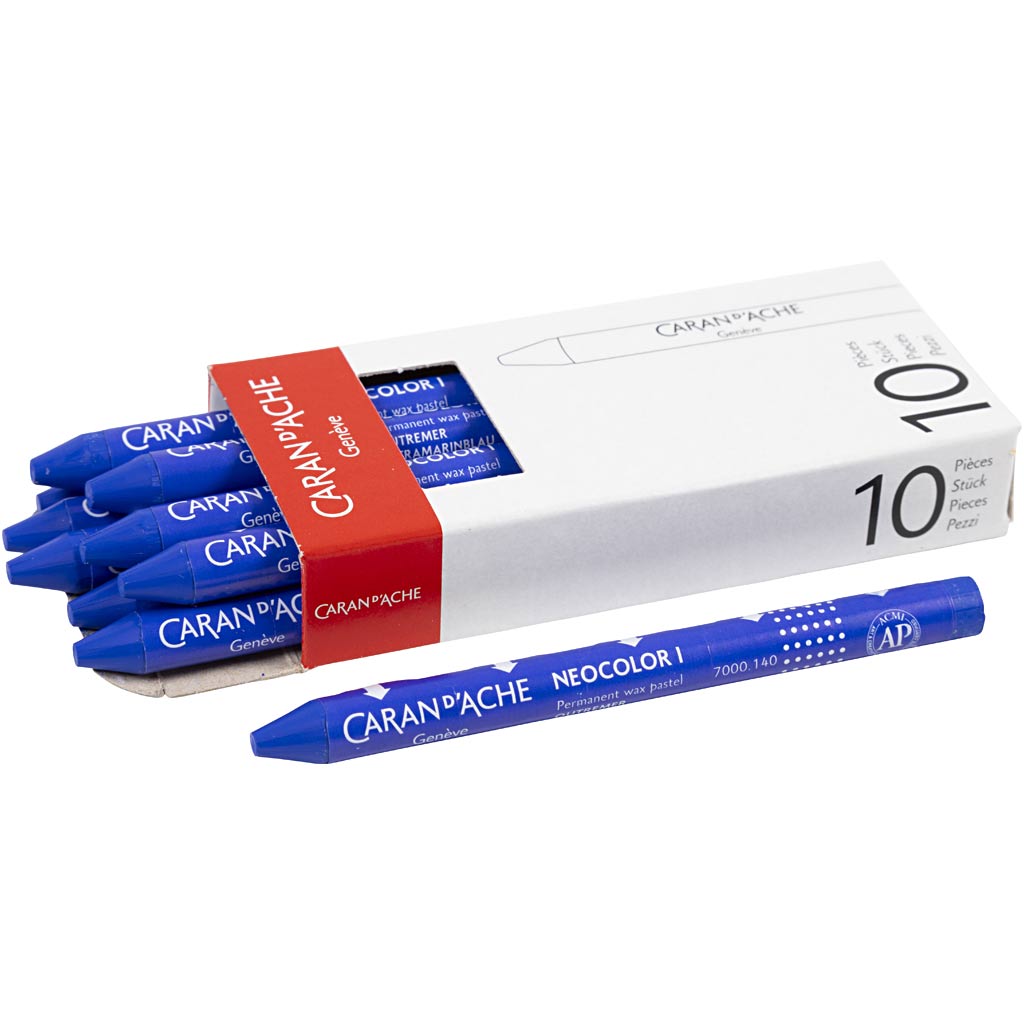 Caran dache caran d'ache neocolor i, largo: 10 cm, grosor 8,5 mm, ultramar (140), 10 piezas 1 caja