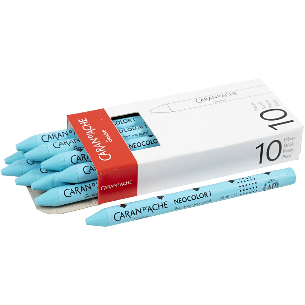 Caran dache caran d'ache neocolor i, l: 10 cm, spess. 8,5 mm, blu turchese (171), 10 pezzi 1 scatola