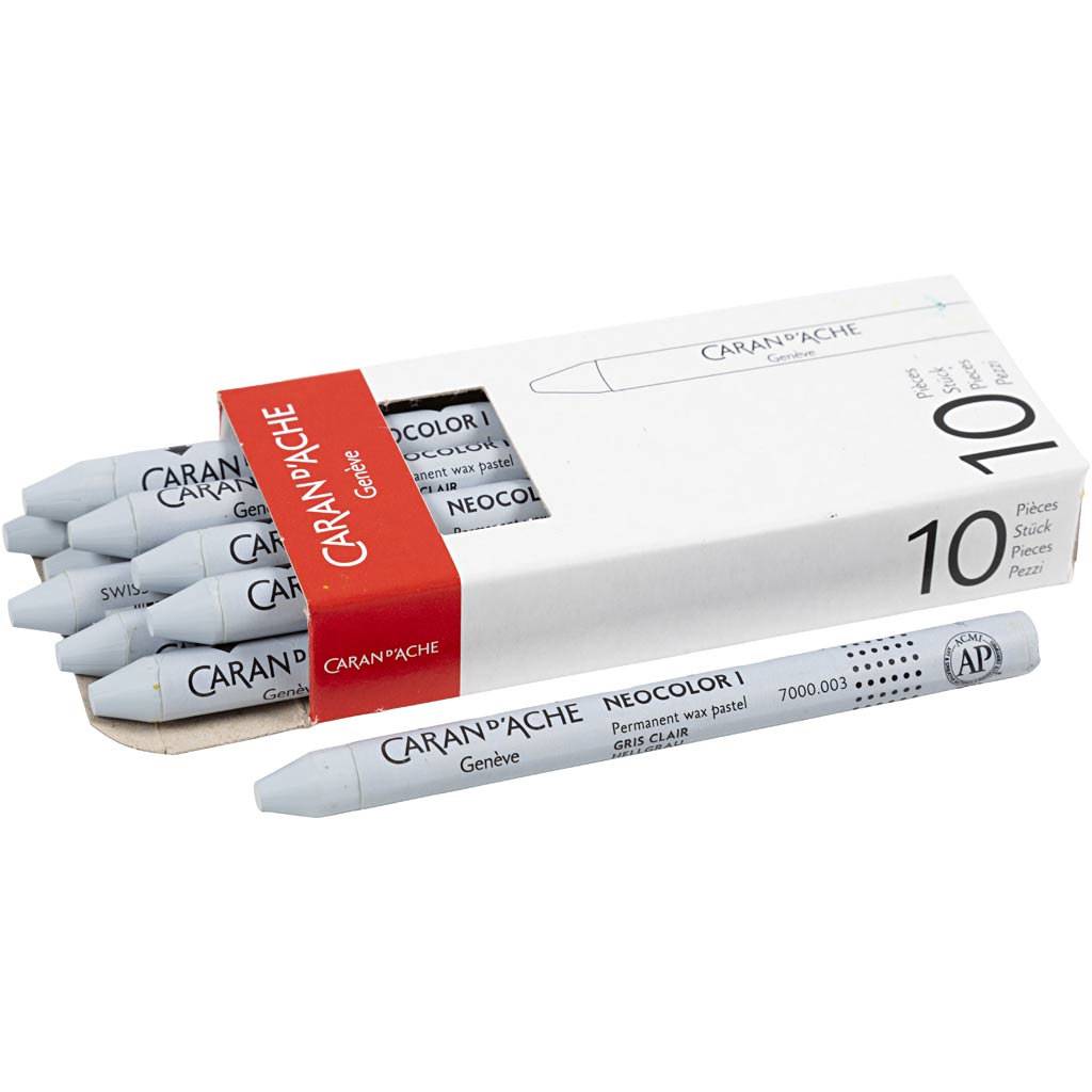 Caran dache caran d'ache neocolor i, largo: 10 cm, grosor 8,5 mm, gris claro (003), 10 piezas 1 caja