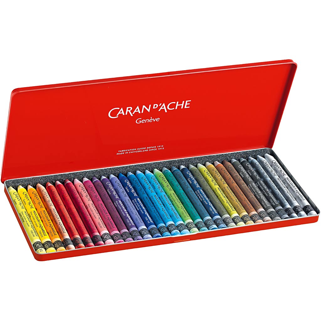 Caran dache caran d'ache neocolor ii, l: 10 cm, spessore 8,5 mm, vari colori, 30 pezzi 1 scatola