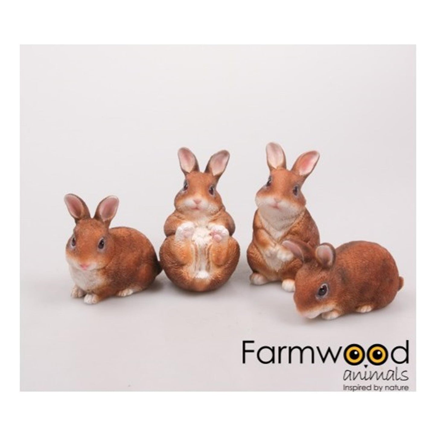 Estatua de jardín de animales de madera de granja, conejo, polipiedra, set4