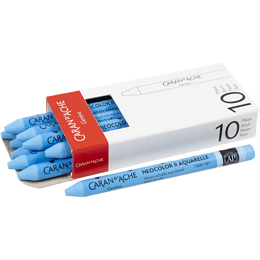 Caran dache caran d'ache neocolor ii, l: 10 cm, spess. 8,5 mm, azzurro (161), 10 pezzi 1 scatola