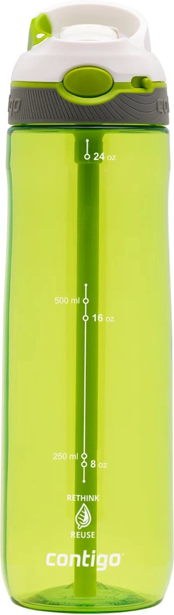 Botella de agua Contigo ashland autospout con pajita | botella grande sin BPA de 720 ml | botella deportiva | botella para beber a prueba de fugas | ideal para la escuela, el gimnasio, andar en bicicleta, correr, caminar | cidra