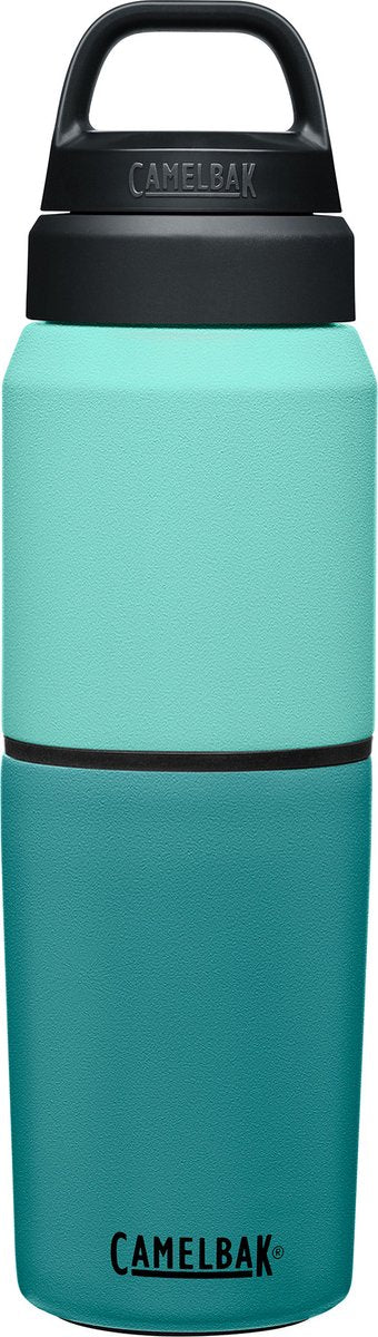 Camelbak multibev vacío de acero inoxidable - botella de agua con taza de té de café extraíble - 500 ml + 350 ml - verde verde (laguna costera)