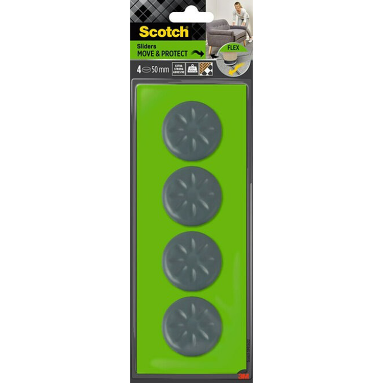 3m 1070704 - cursori scotch® moveprotect flex autoadesivi grigi ø50m | 5 pezzi