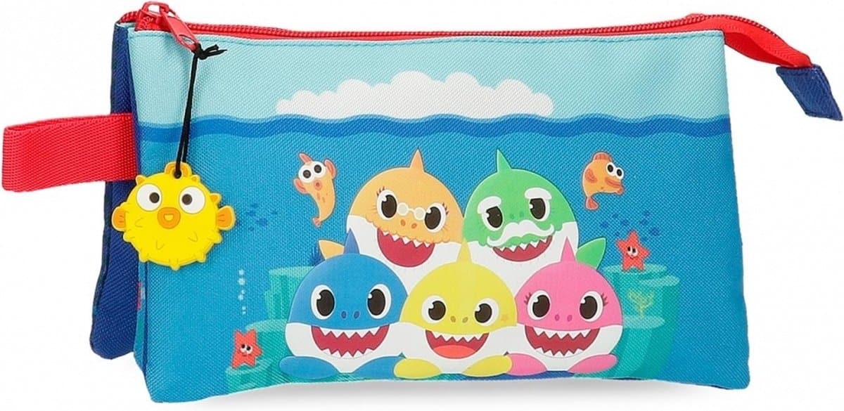 Estuche Jim Jam Baby Shark estuche 3 compartimentos con 2 cremalleras