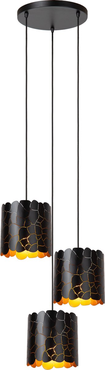 Lucide almelo - lampada a sospensione - 3xe27 - nero