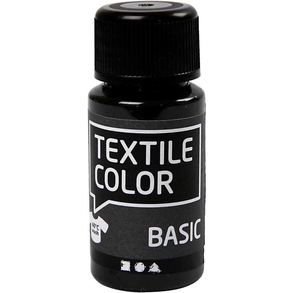 Creativ Company Textile Colour Vernice tessile semicoprente nera, 50ml